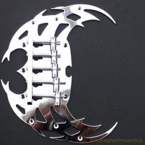 ORNATE TRIBAL CHROME 5 STRING BASS GUITAR BRIDGE